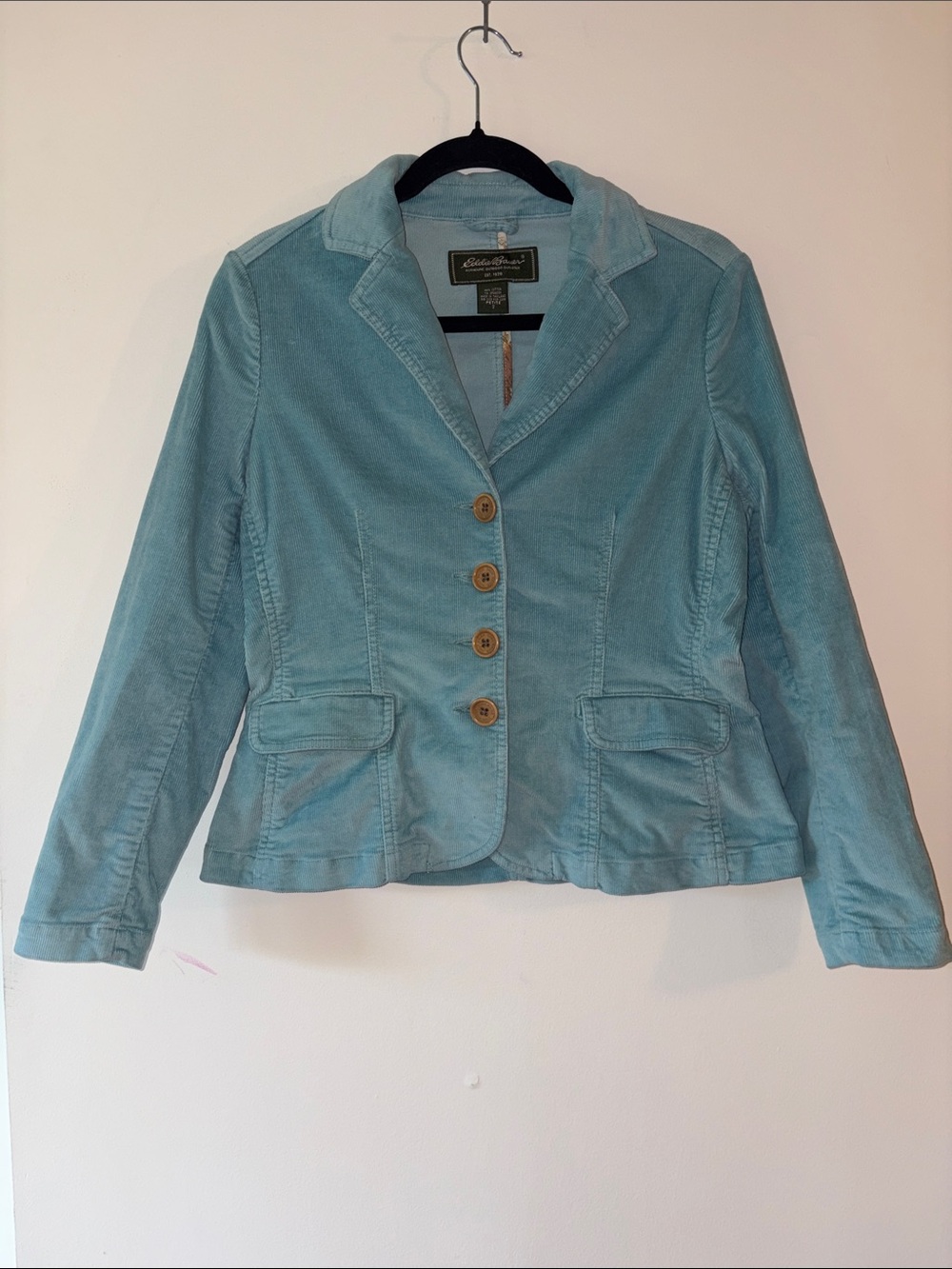 Classic Eddie Bauer Teal Corduroy Button-Front Women's Blazer-P2